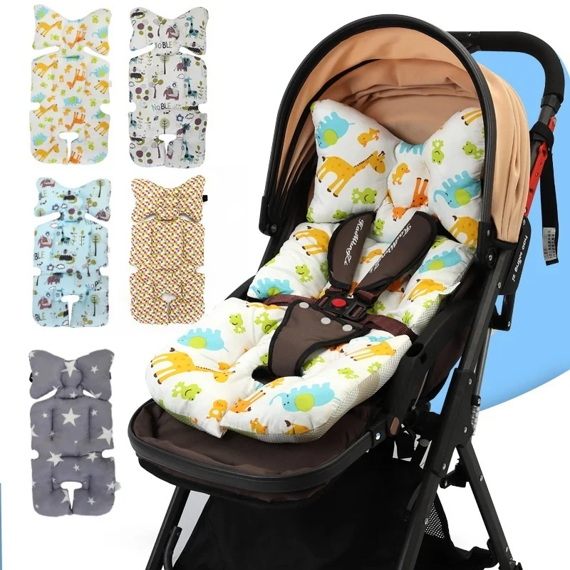 Baby Stroller Cushion Pure Cotton Stroller Seat Mat Soft Pad Comfortable Car Seat Cushion With Pillow stroller sleeping baguniversal foot cover comfortable toe apron pad thick cotton pad winter baby toddler stroller sleeping bag