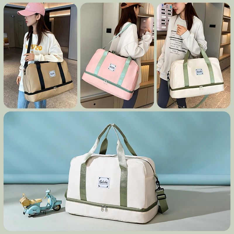 Large Capacity Wet Dry Separation Waterproof Gym Carryall Luggage Duffel Travel Bag Handbag With Independent Shoe Warehouse