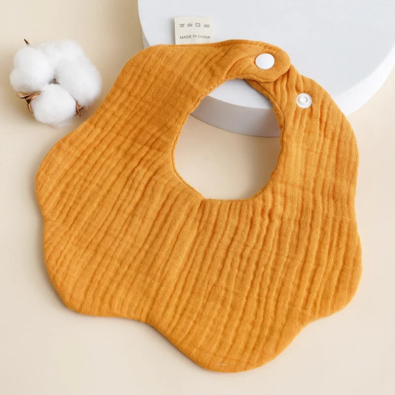 Crepe Baby Bib Resin Clasp Newborn Saliva Towel Baby Eating Bib Baby Spitting Bib Cute and Sweet Infant Accessories
