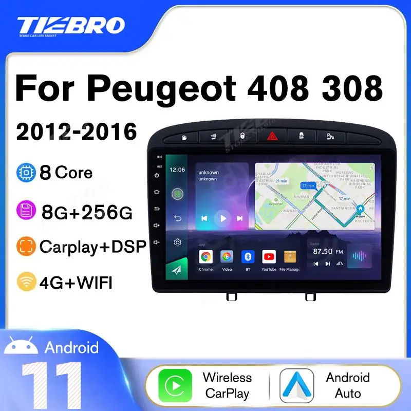 

TIEBRO A07 Android 10.0 Car Radio For Peugeot 408 308 308SW 2012-2016 Multimedia Video Player Navigation GPS DSP BT NO 2Din DVD