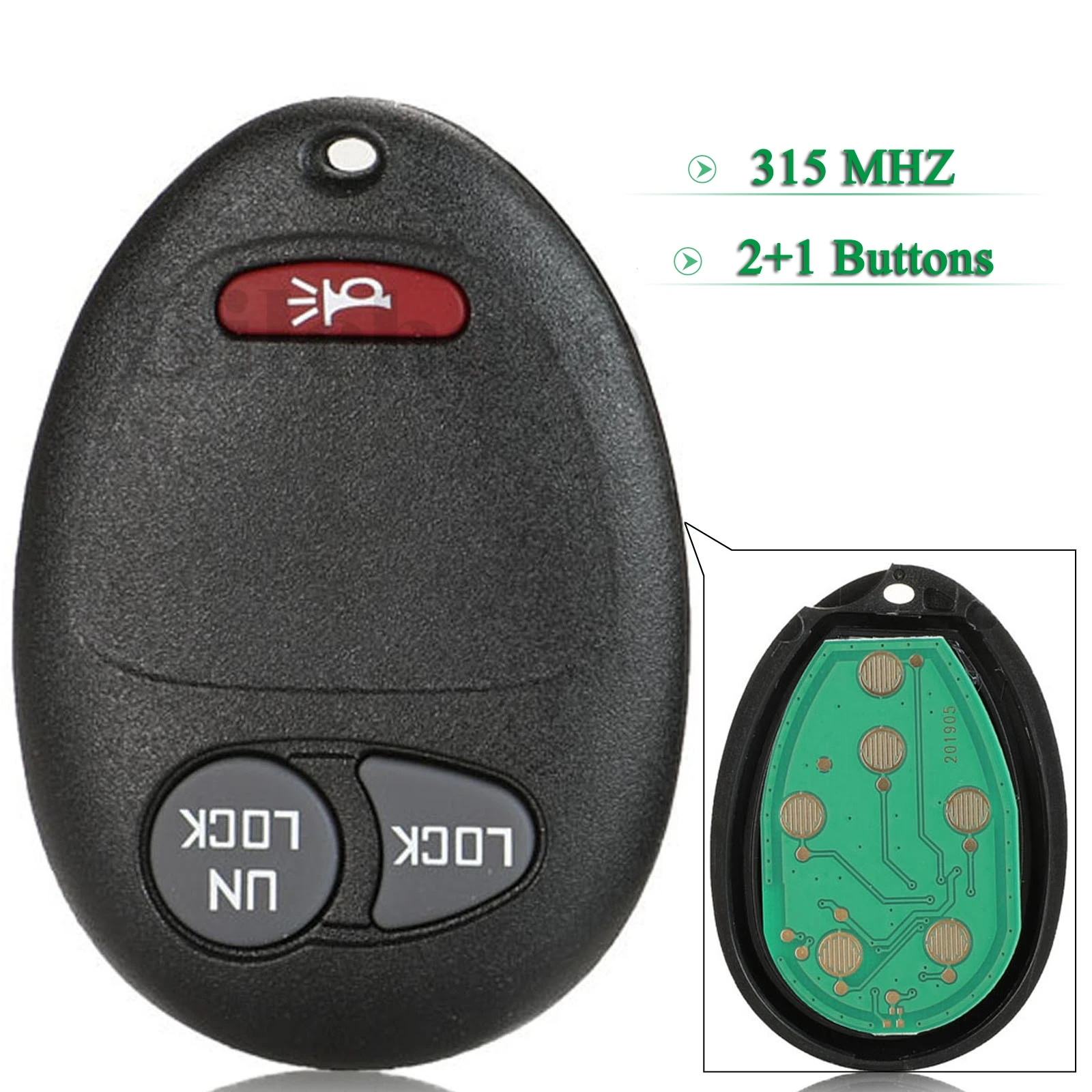 

jingyuqin 10pcs For Chevrolet Colorado Canyon H3 2006 2007 2008 2009 2010 FOB 3 Buttons 315Mhz Smart Remote Car Key L2C0007T