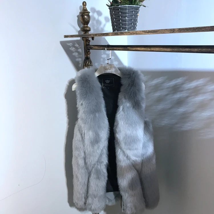 down parka Spring Autumn Winter Women 60cm Long Fashion Style Faux Fox Fur Vest Fake Material Model 063 down puffer coat