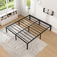 Black Metal Bed Frame,Full Size Bed Frame with Storage Space,Heavy Duty Sturdy Mattress Foundation,No Box Spring Needed 2