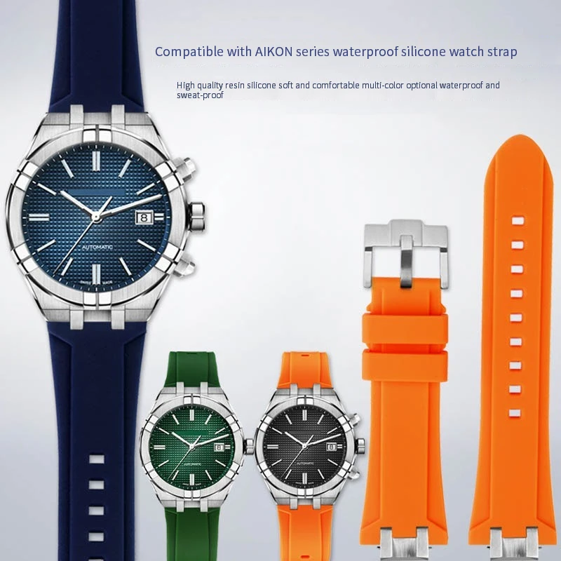 Gomma Di Alta Qualità Per Cinturino In Silicone A Bocca Concava Concava Modificata Con Orologio A Tre Occhi Della Serie Aikon Di Hitachi Lacroix Aikon