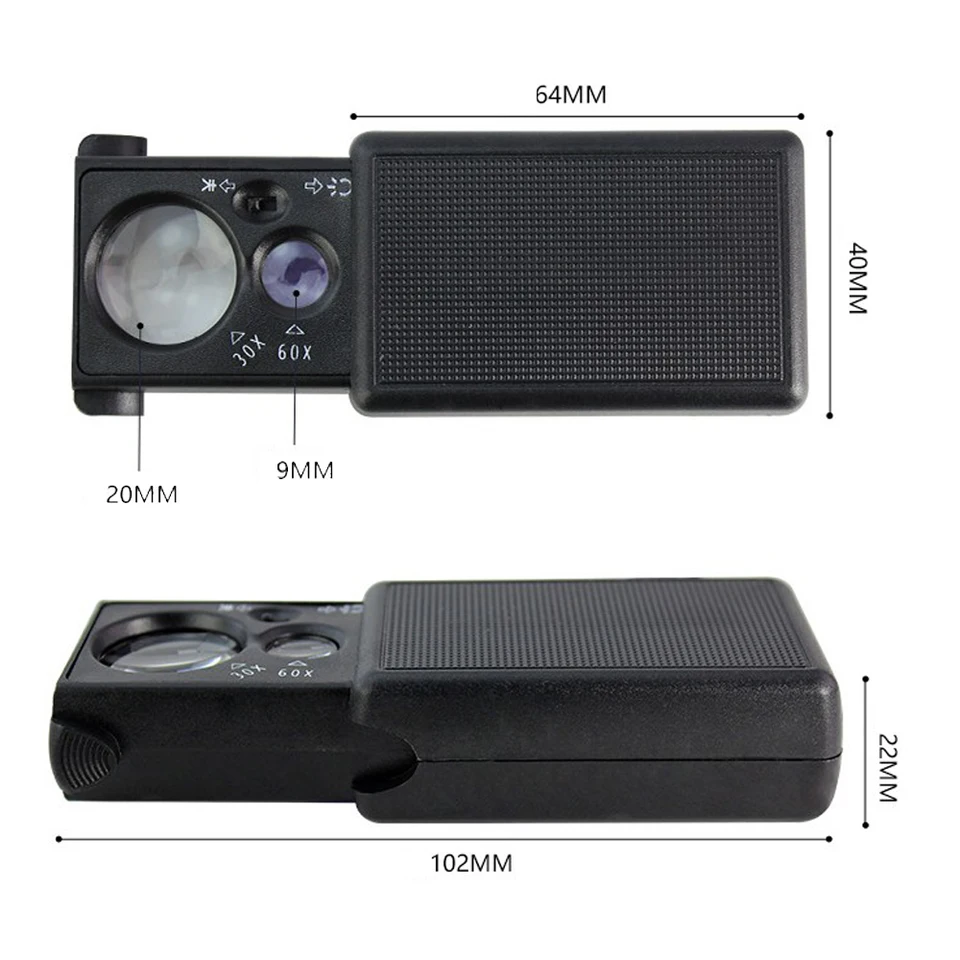 Lente Ingranditore Per Gioielli Con Luce LED E UV - 60X Portatile Per Gemme, Monete, Collezionismo - Foto 2