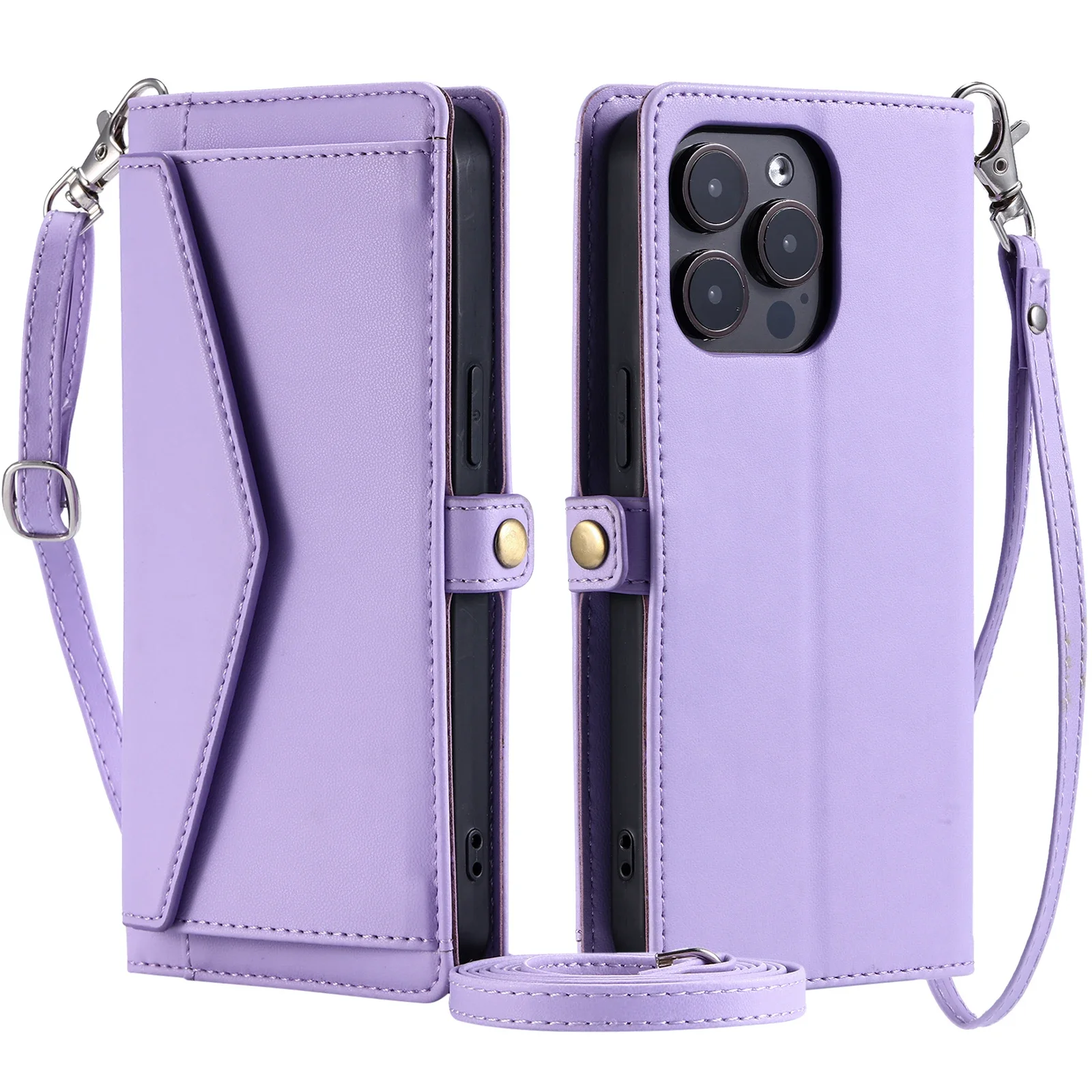 Luxurious Crossbody Leather Wallet Case with Card Slot and Pocket