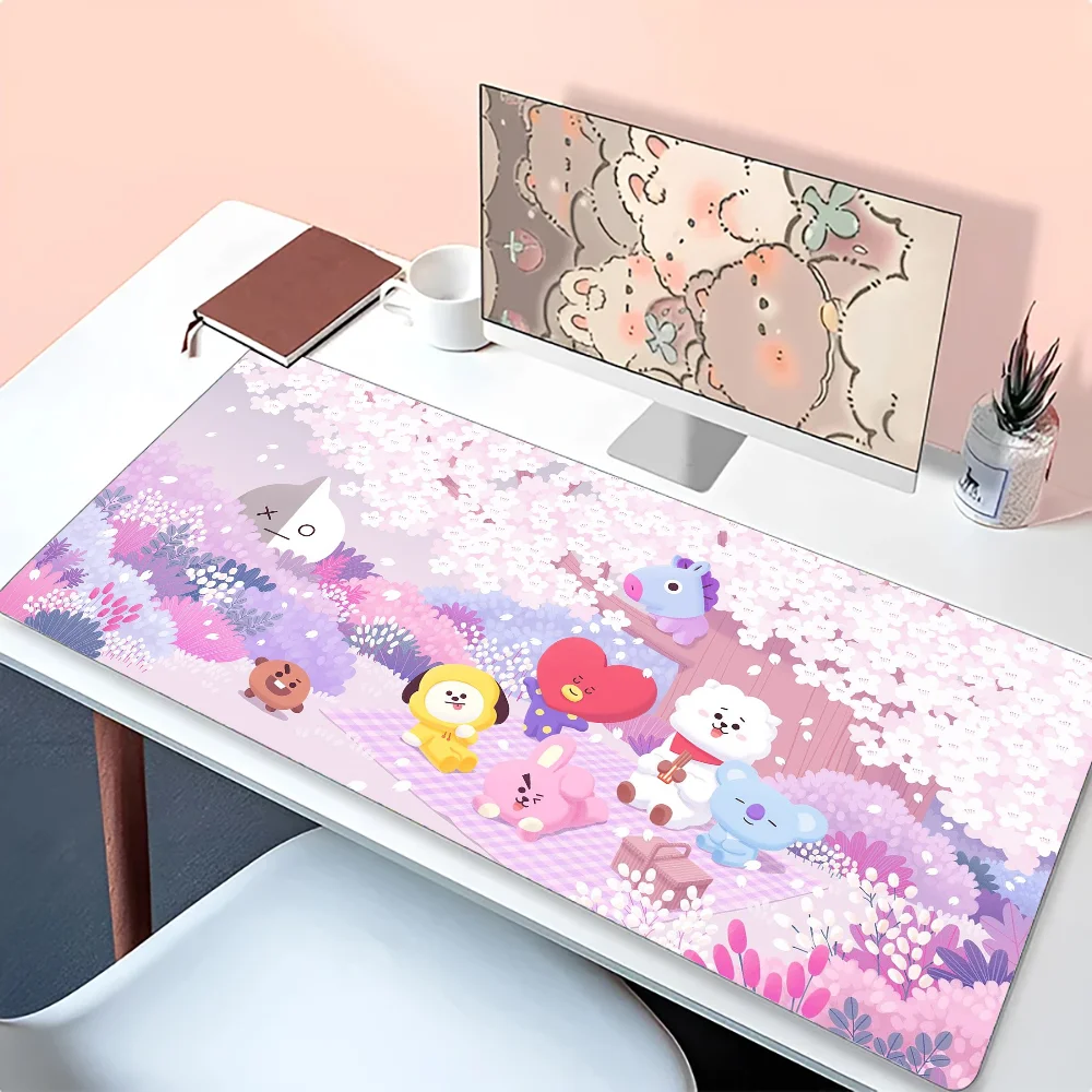 1pc-B-BTS-bt21 Floor Mat Mouse Mat Desk Mat With Pad Gaming Accessories Prime Gaming XXL Keyboard Pad Padding Mat 3