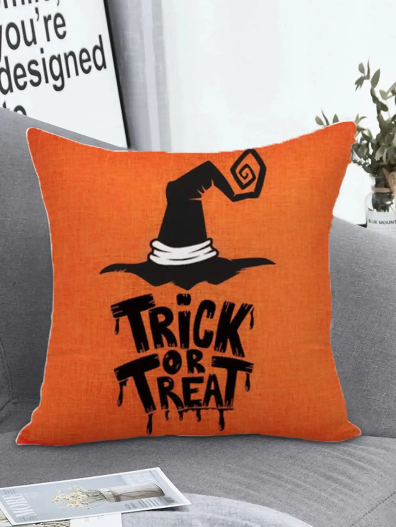 

1pc Halloween Decorative Throw Pillow Cover Bedroom living room Trick Or Treat Pumpkin Print Pillow Case home decoration Gift