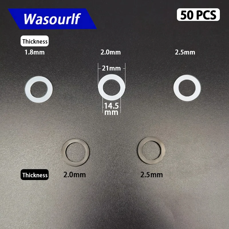 Wasourlf 50 Peças Junta de Borracha Vedação Embalagem M24 M22 Adaptador Rosca Macho Elastômero Aerador Plana o Anel Branco Preto Hermético Aferidor