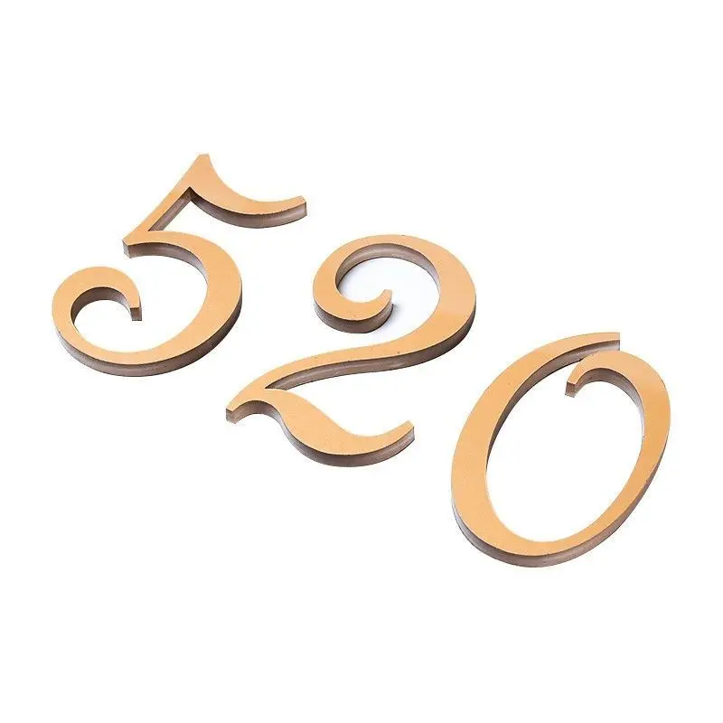 Nordic Retro Style Number 3D House Word Number Door Plate Acrylic Gold Letter Home Paste Sign house number signs