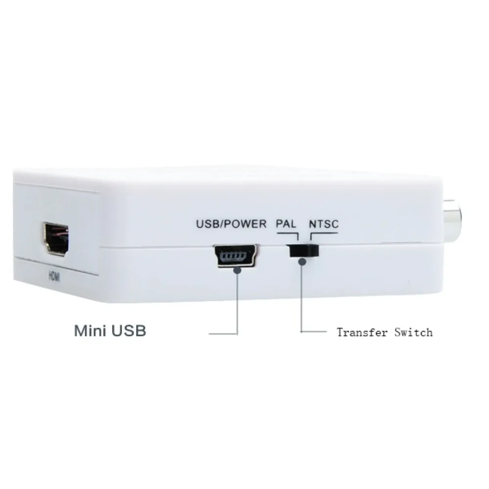 HD 1080P RCA HDMI-AV 비디오 컨버터, HDMI-AV USB 충전 케이블, HDMI-AV 어댑터, 흑백 연결선
