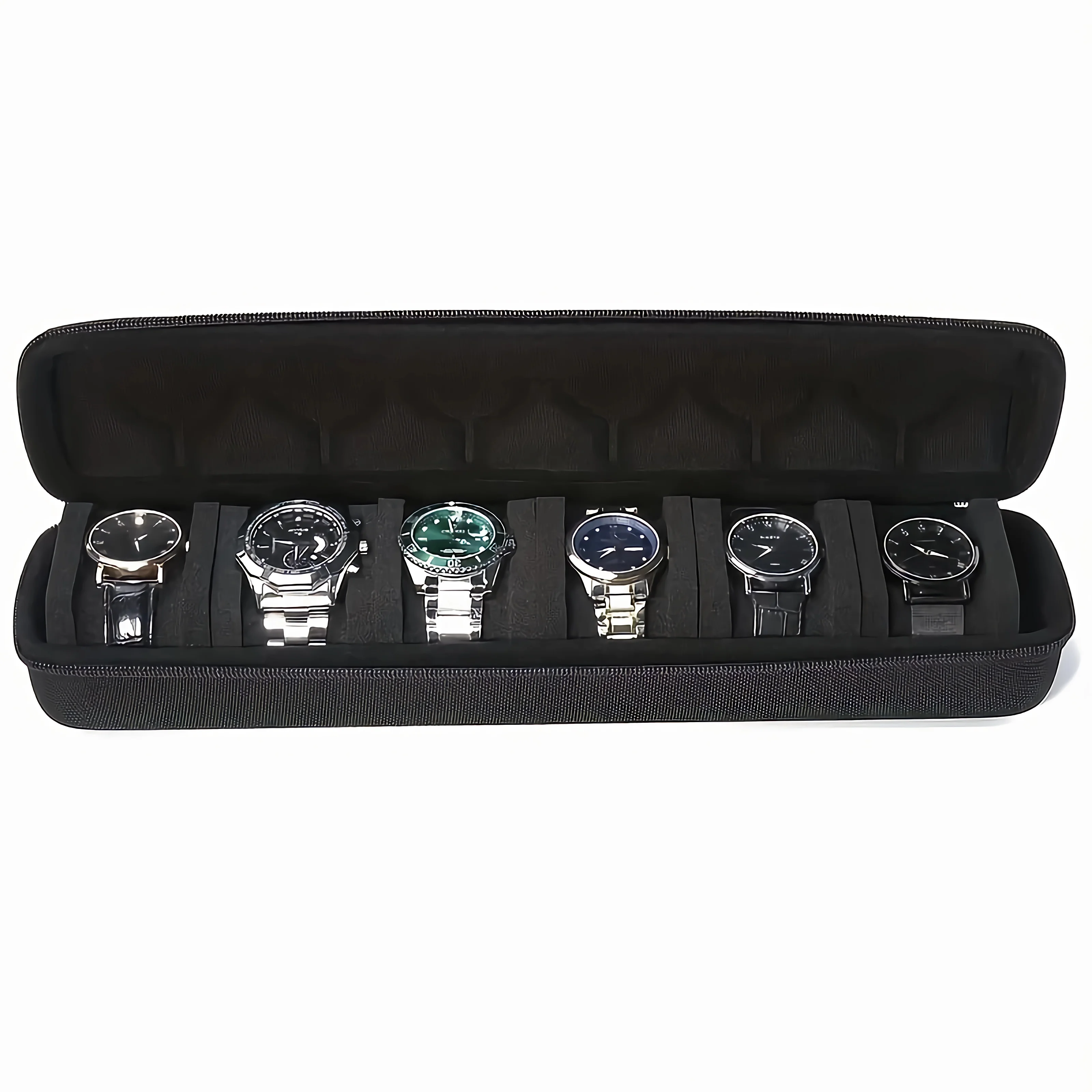 6 Slots Portable Watch Travel Case Watch Scroll Storage Box Anti-drop Shockproof Zipper Jewelry Display Organizer Box watch storage box