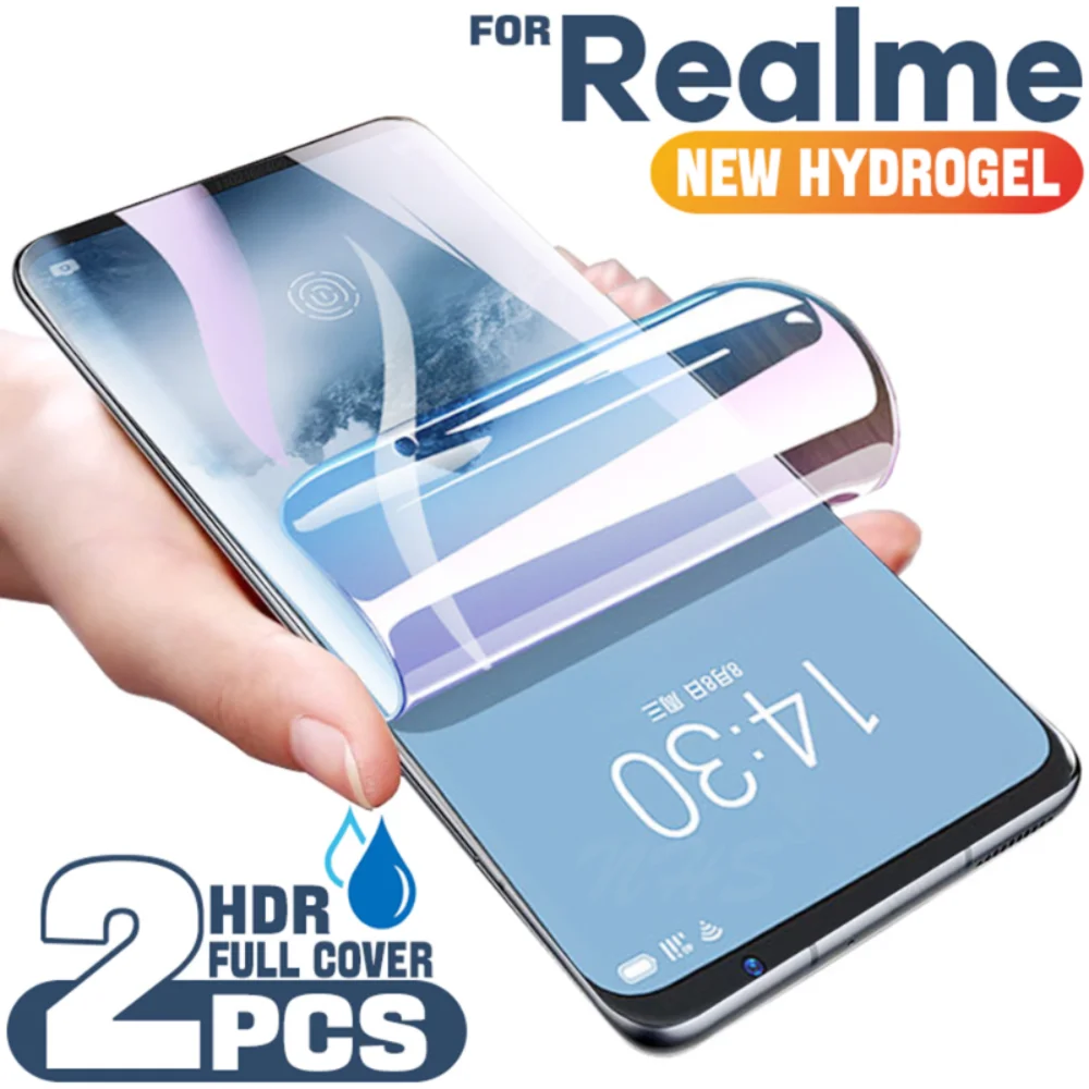 2Pcs Full Cover Screen Protector Per Realme Gt Neo 3 2 9 8 7 6 Gt 2 Pro Screen Protector Hydrogel Per Realme 9I 8I Q3S C21 X2 Xt