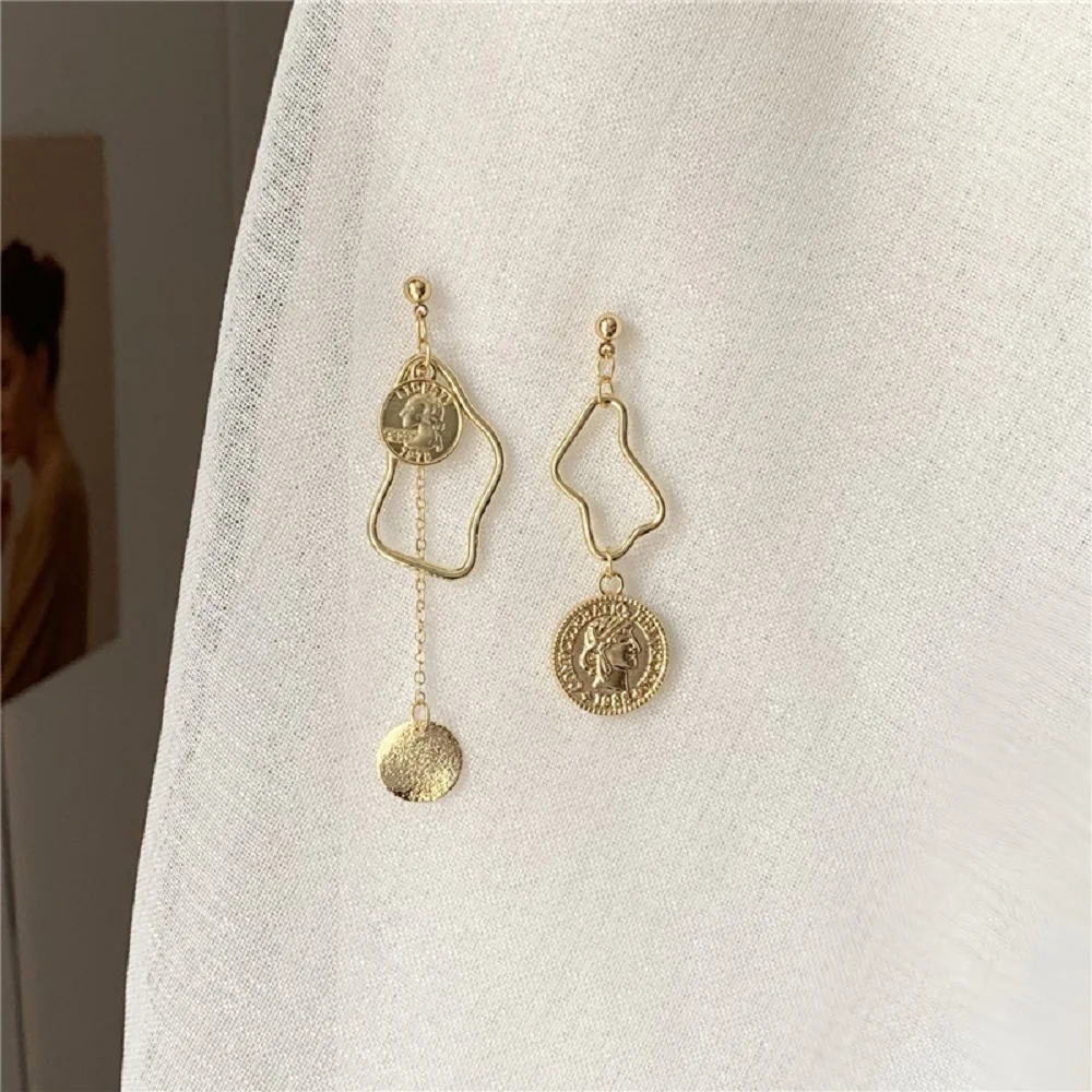 

Portrait Temperament Round Asymmetry Geometric Gold Women Face S925 Drop Earrings Fashion Jewelry Dangle Earrings Stud Earrings