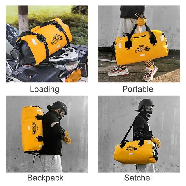 Motorcycle Luggage Tail Bags PVC Waterproof Fabric Reflective Warning Night Exhaust Valve Quick Release Buckle 60L Travel Bag - Image 3