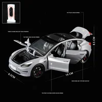 1:24 Tesla Model 3 MODEL X Roadster Tesla Model Y Alloy Toy Car Sound Light Pull Back Children Toy Collectible Birthday gift 2