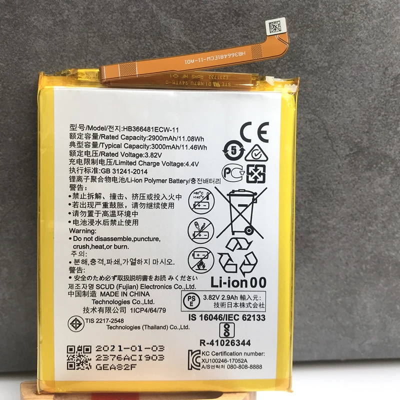 Original HB366481ECW-11 Battery for Huawei Honor 6C Pro 5C 9i 9 8 Lite 7A 7C Pro Y7 Y6 Prime 2018 P10 G9 P9 P8 P20 Lite P Smart