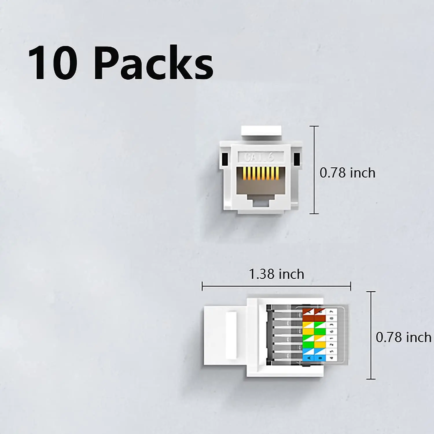 Zoerax-módulo Ethernet Keystone Rede Jack Fêmea Conector Punch Down Adaptador de Parede Acoplador Branco Cat6 Rj45 10 Pcs - Imagem 3