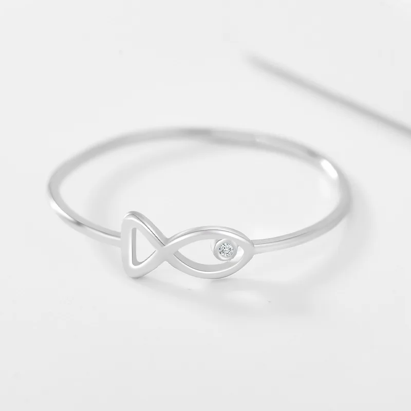 Sterling Silver Hollow Fish Rings For Women silver ring silver rings