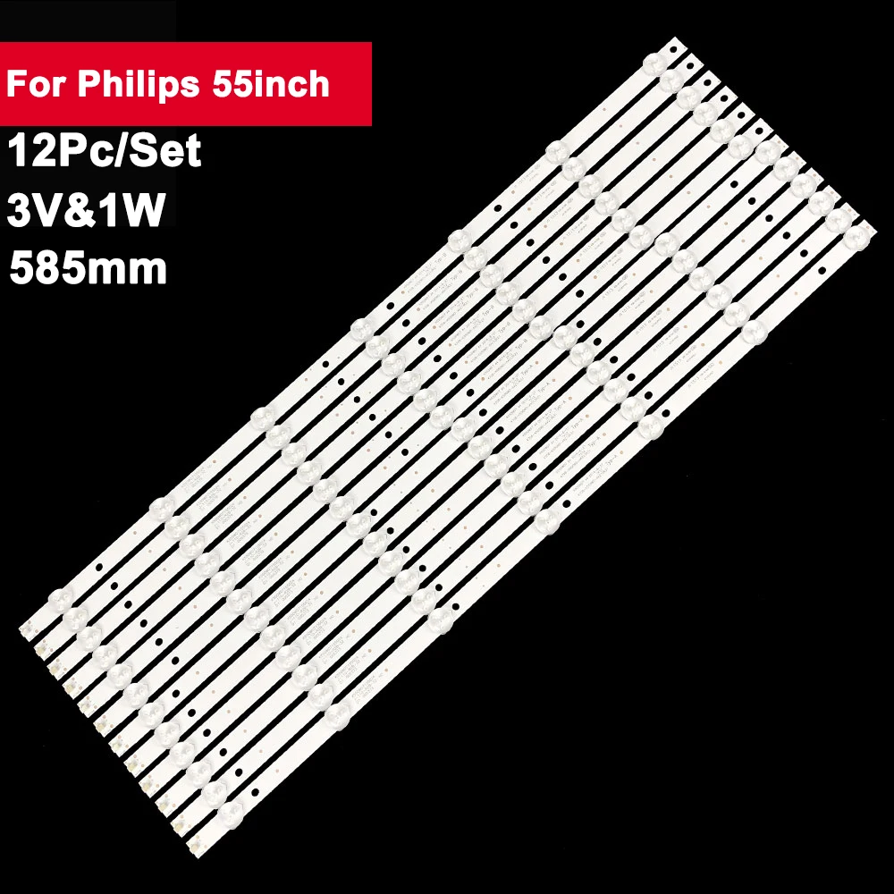 12 Pz 585Mm Led Tv Retroilluminazione Bar Per Philips 55 Pollici Muslimah 55 Puf6050/T3/55 Uh6501/T3 55 Pff5201/T3 55 A8 55 A3 55 G3 55 E82
