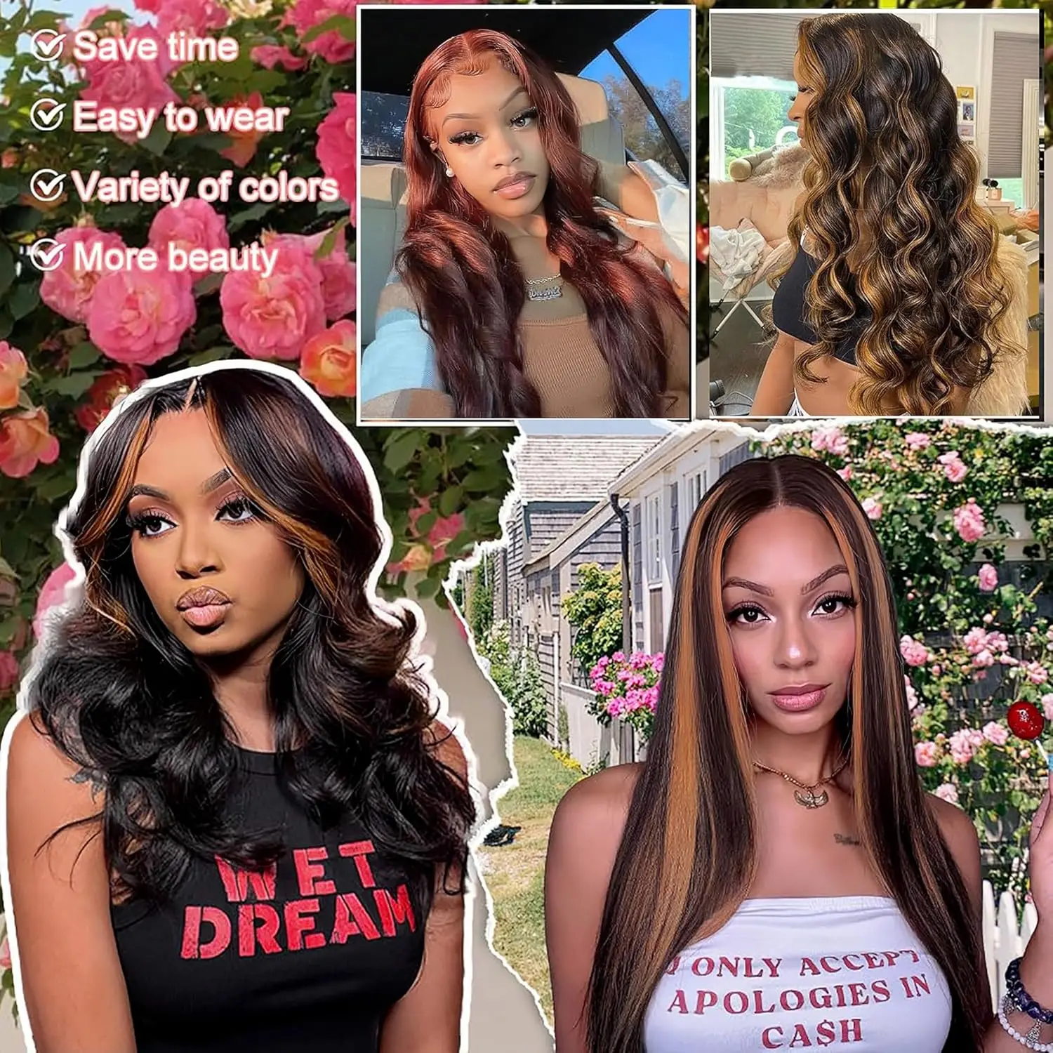 Body Wave 1B/30 Highlight V Part Wig 230 Density Loose Wave Human Hair Wig V Shape Clip in Half Wigs No Leave Out No Sew In 6