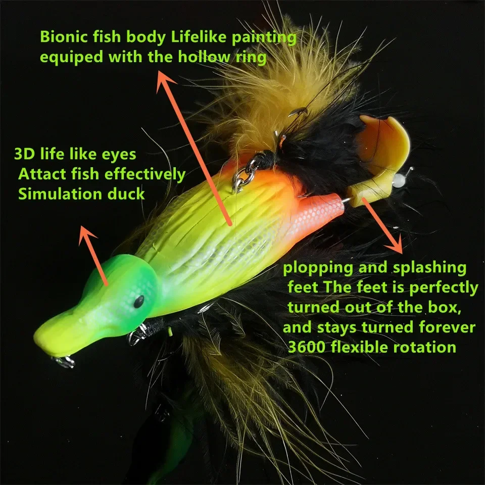 Schwimmender 3d Enten Topwater Köder Mit Plätscherfüßen Für Angler_voghion.com
