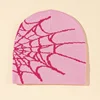 New Goth Spider Web Jacquard Beanie Caps Y2K Knitted Warm Hip Hop Unisex Elastic Knit Hat Skull Cap For Women Men 4