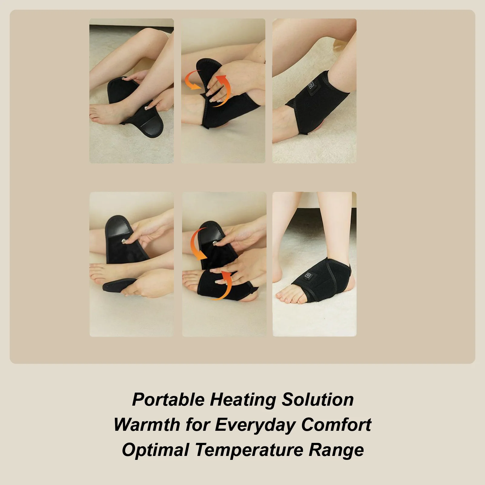 Ankle Heat Wrap Muscle-Relaxing Soothing USB Plug-in Heated Ankle Brace For Night Sleeping Post-Workout Travel Men Women Adults