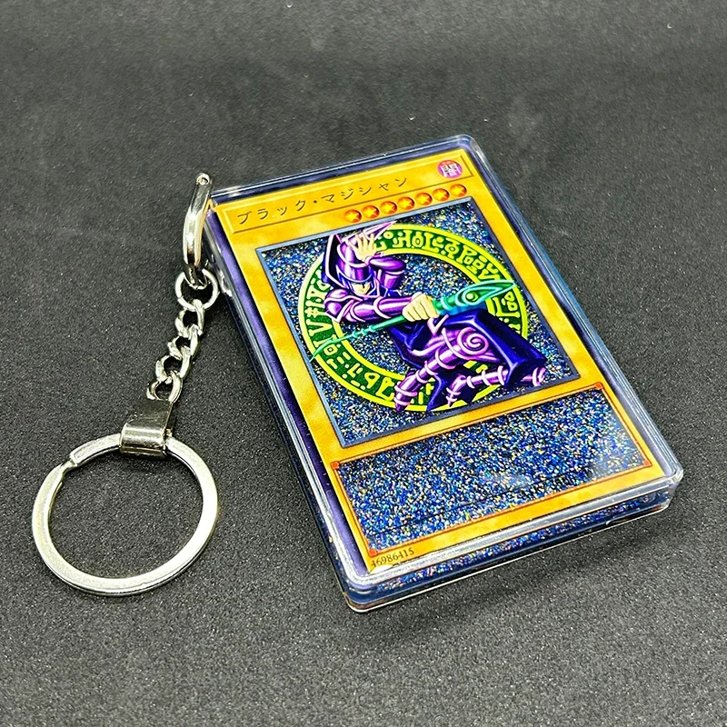 Anime Duel Monsters Cosplay Keychain Monster Reborn Blue Eyes White Dragon Acrylic Transparent Card Pendant Accessories