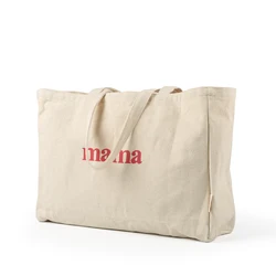 Durable Reusable Folding Shopping Bag with Reinforced Base and Sturdy Handles (Ivory)