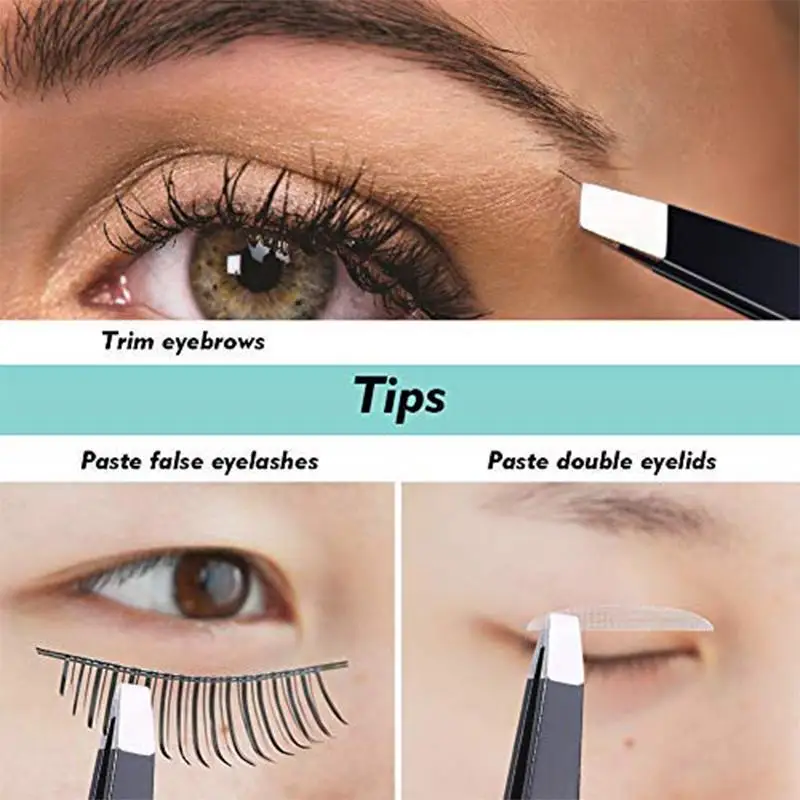 DUcare professional tweezers for eyebrows lash twizzer Stainless Steel Eyelash Extension Classic Slant 3pc Hair removal tweezers 2