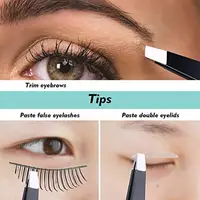 DUcare professional tweezers for eyebrows lash twizzer Stainless Steel Eyelash Extension Classic Slant 3pc Hair removal tweezers 2