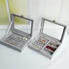 Velvet Jewelry Display Box with Glass Lid 20*15*5cm Flocking Jewelry Organizer for Ring/Earring/Bracelet/Necklace Storage Case 4
