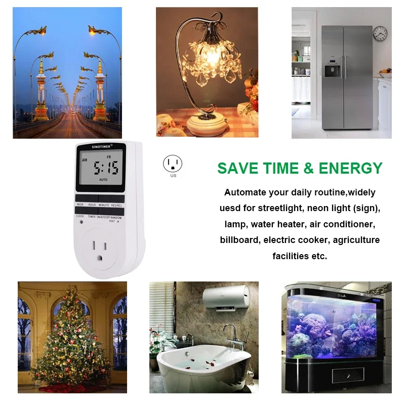 SINOTIMER TM515 LCD Display Digital Weekly Programmable Electrical Wall Plug-in Power Socket Timer Switch Outlet Time Clock 220V 110V AC - Image 2