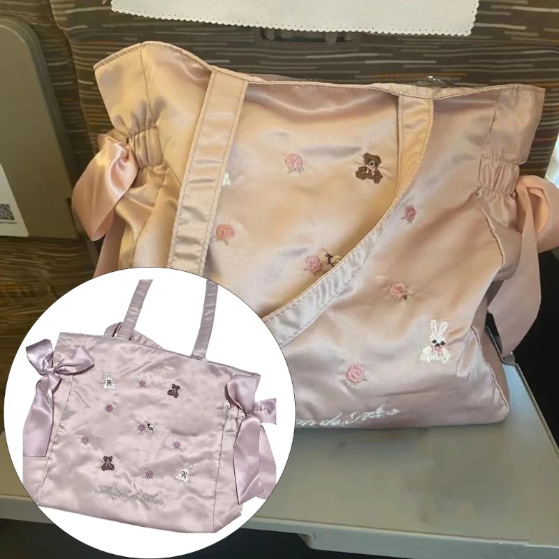 Embroidery Bear Rabbit Shoulder Bag Versatile Trendy Leisure Bag Shopping Bag E74B