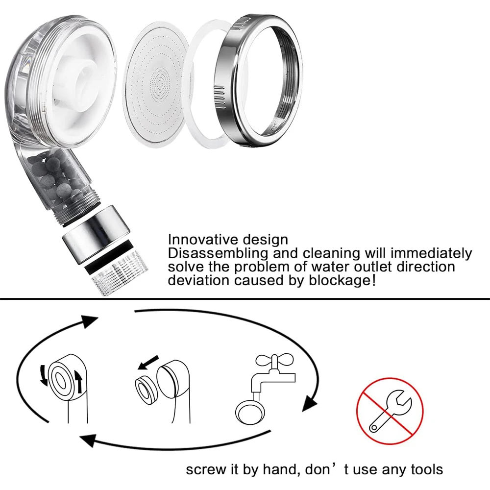 Anti Limestone Filtered Shower Head ABS High-Pressure Water Saving Handheld Clear Showerheads with Filter Beads for Bathroom 3