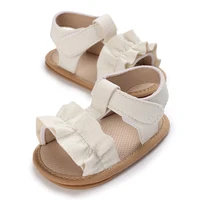 Citgeett Summer Infant Baby Girl Sandals PU Leather Non-slip Pleated Casual Daily Flats Toddler Shoes 3