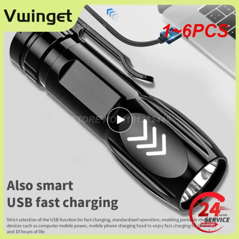 

Фонарик светодиодный наружный, бытовой, с зарядкой от USB, 1-6 шт.