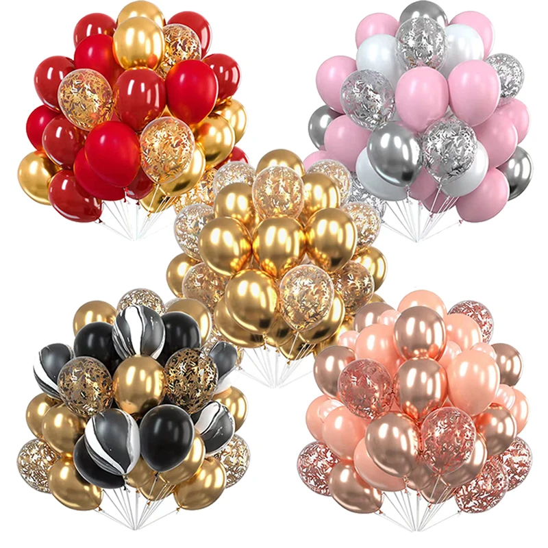 Latex Balloon 30pcs 12inch Confetti Metallic Chorme Macaroon Anniversary Wedding Birthday Party Decoration