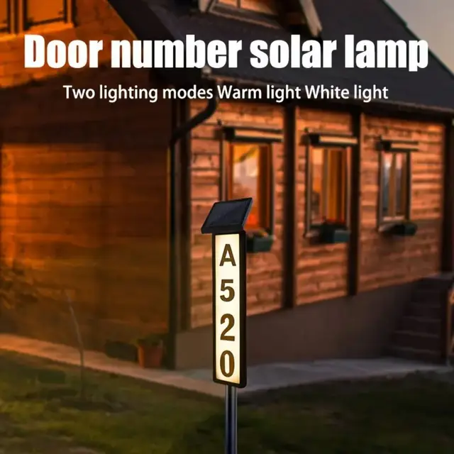 Solar House Number Light | LED Address Sign with Stake, Solar-Powered Outdoor Lighting for Home 4