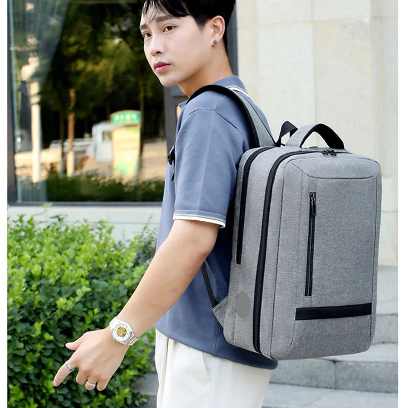 Large-capacity Student School Bag Casual Solid Color Backpack Material Oxford Men New Backpack Multi-functional Simple Bag