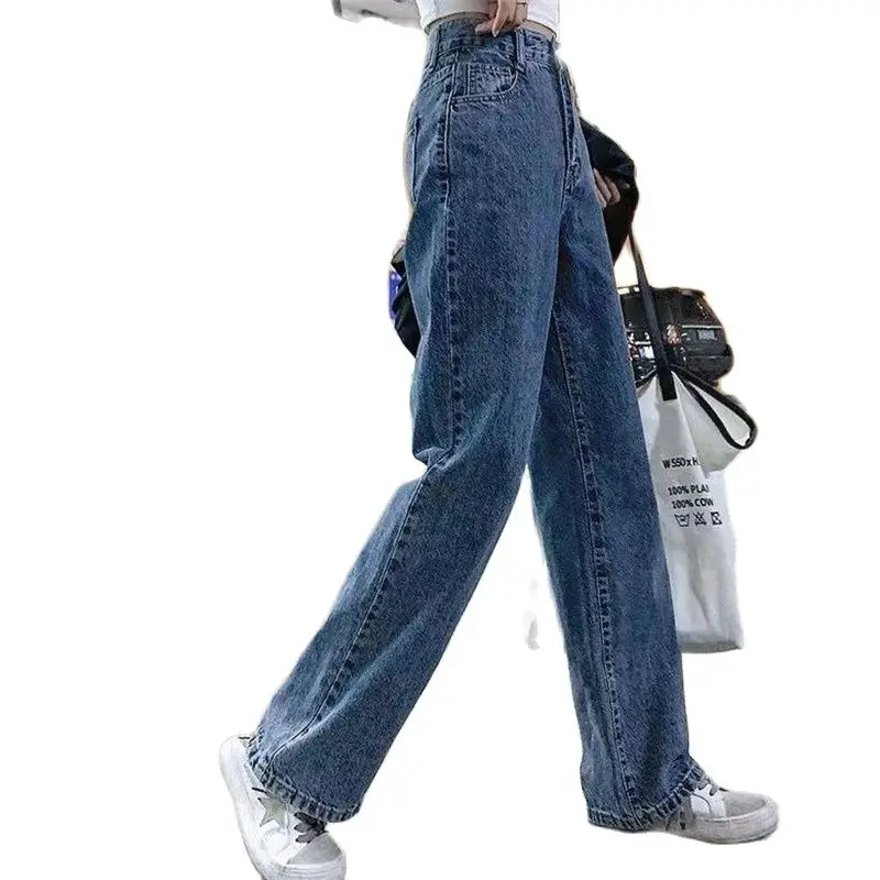 

Vintage Wide Leg Cargo Jeans Women 2024 Autumn High Waist Bagge Pants Lady Streetwear Loose Denim Trousers Female Straight