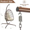 Swing Egg Chair Indoor Outdoor Patio Wicker Hanging Chair with Stand All Weather Egg Hammock Chairs with Cushions Swinging Chair 6