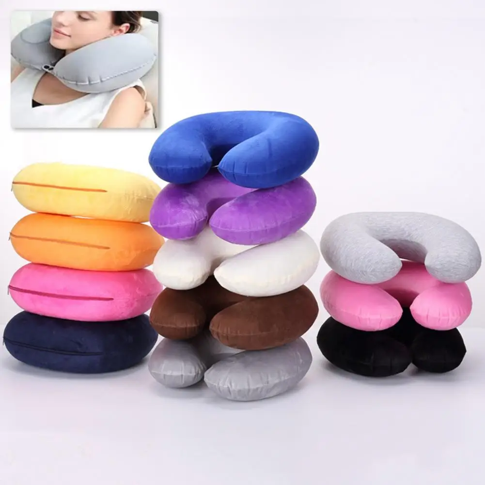 

U-shaped Neck Cushion Inflatable Memory Foam Travel Pillow Fatigue Relief Flight Headrest Office Nap Cushion Car Trip Pillow