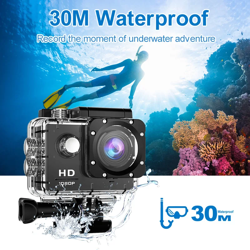 1080P Action Camera WiFi 12MP 2" LCD 30M Waterproof 140D Helmet Bicycle Video Camera Outdoor Sport Cam 3