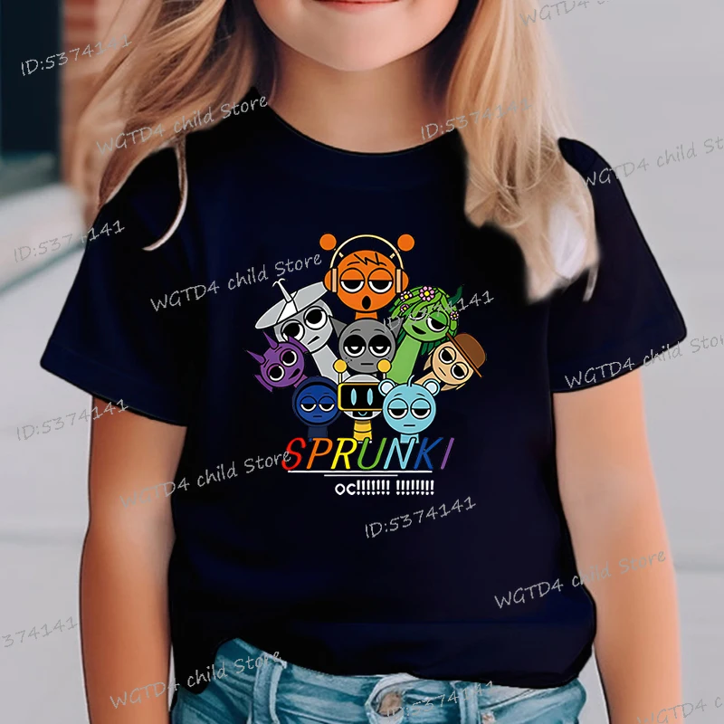 Summer Kids T Shirt Anime Sprunki Graphic Shirt Boys Girls Horror Games Tops Short Sleeve Wild Tee Cartoon Sprunki T-shirts 3