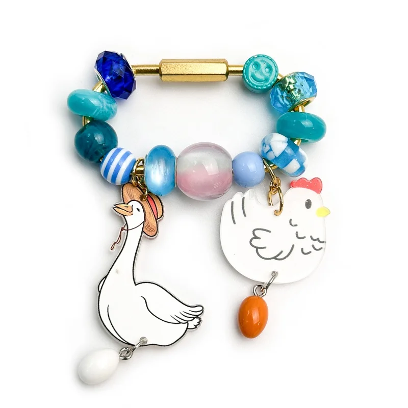 Colorful Beaded Charm Keychain Accessory