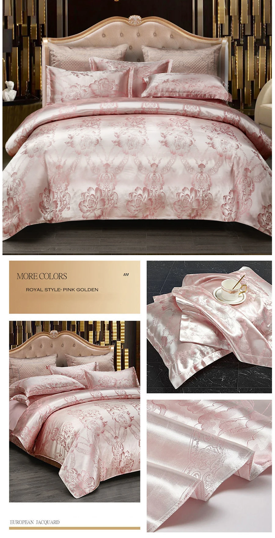 European Luxury Satin Rayon Jacquard Duvet Cover 220x240 2 People Double Bed Quilt Cover Bedding Set Queen King Size Comforter