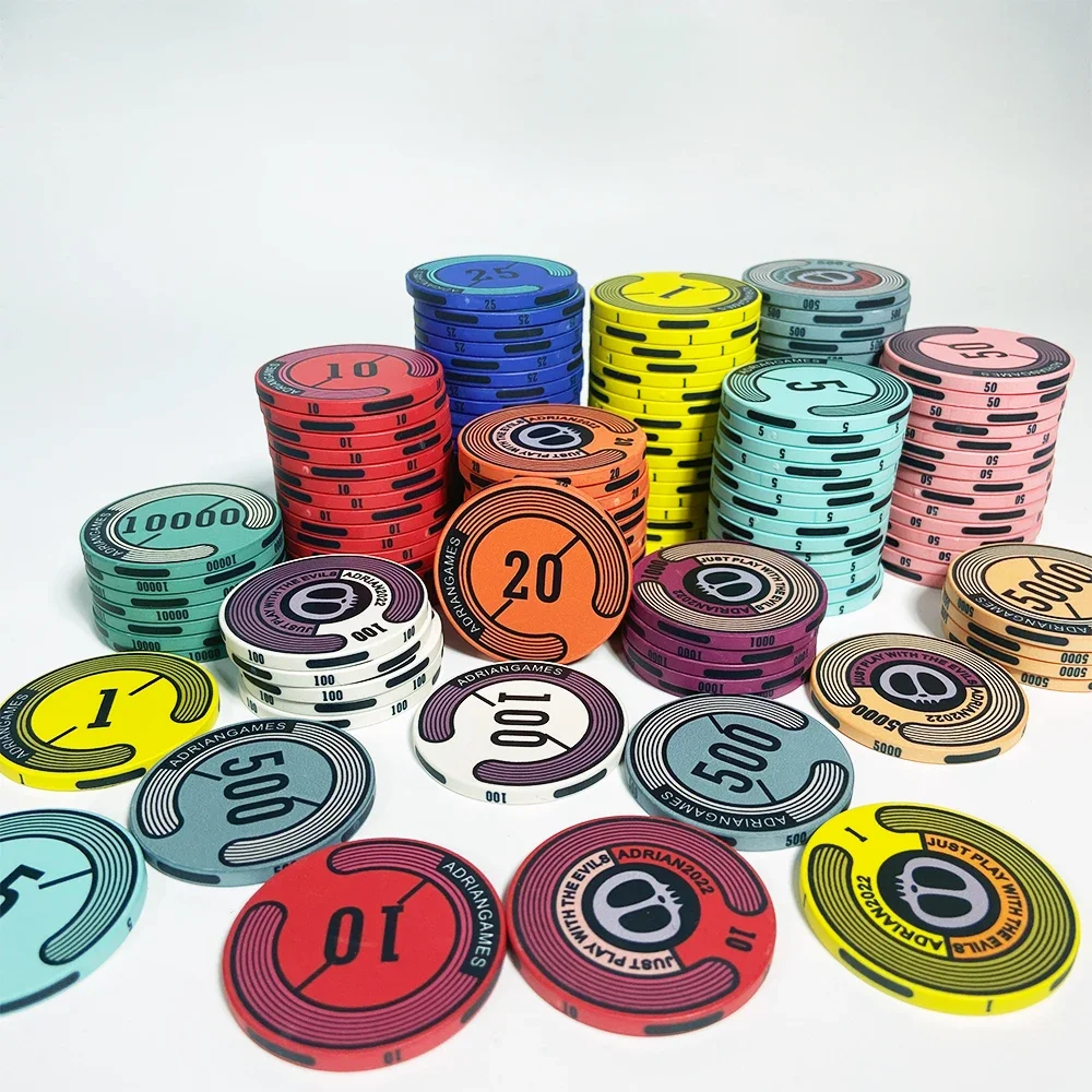 

10pcs Skull Series 39mm Ceramic Poker Chips Texas Holdem Chips Casino Coins Board Game Entertainment Coins