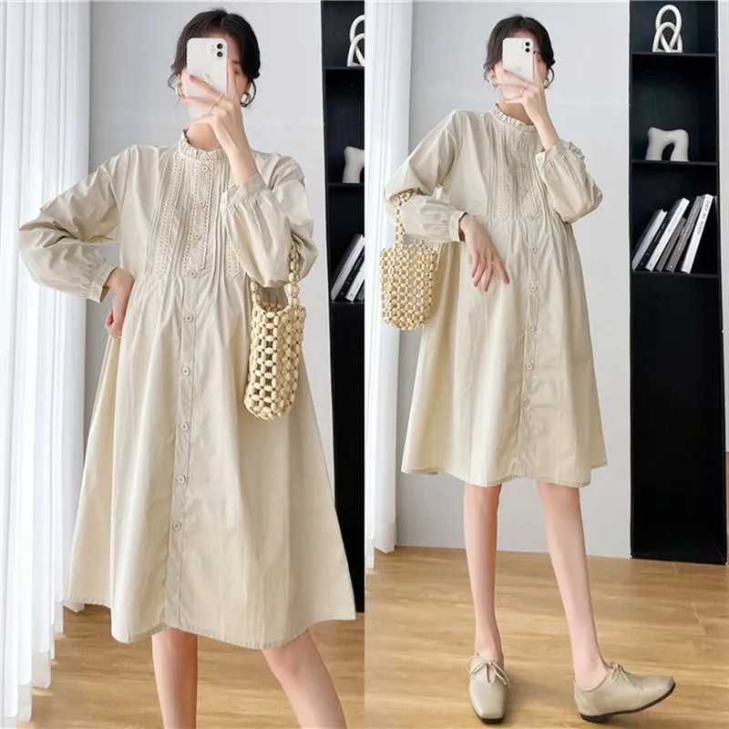 

Pregnant Women Belly Covering Dress In Spring And Autumn Fashion Medium Long Loose Pregnant Women Dress Pregnant Women Clothing